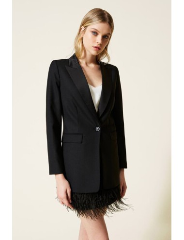 Twinset - giacca blazer in misto lana e cady 222tp2340 00006 nero