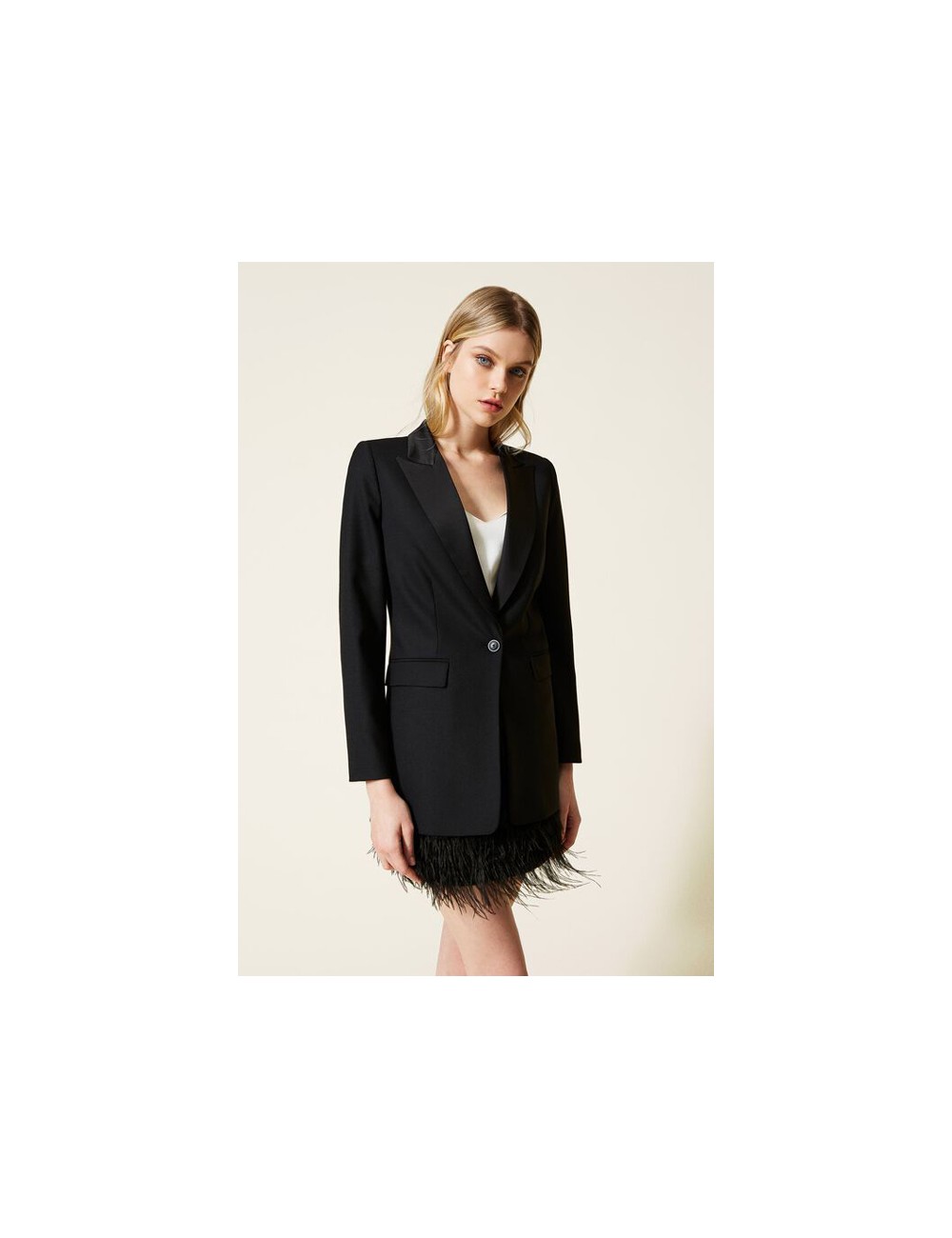 Twinset - giacca blazer in misto lana e cady 222tp2340 00006 nero