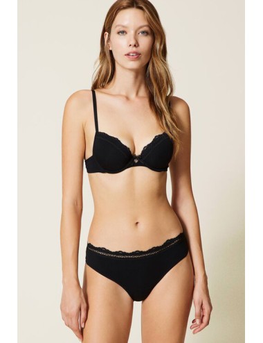 Twinset - reggiseno push-up con pizzo 222ll6b00 00006 nero