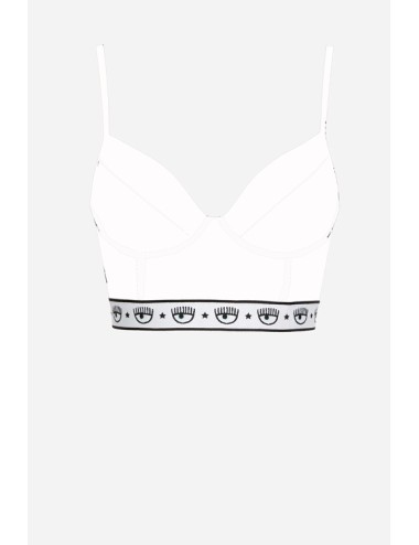 Chiaraferragni - reggiseno a corpetto logomania 4604 3224 0001 bianco