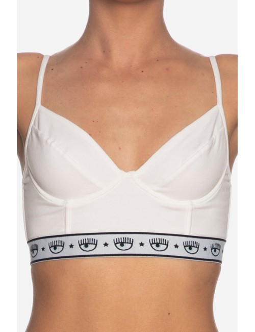 Chiaraferragni - reggiseno a corpetto logomania 4604 3224 0001 bianco