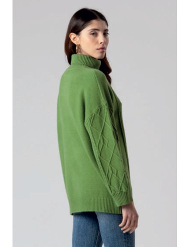 Fresh flower - maglia  lupetto over treccia ff098 2615 verde prato