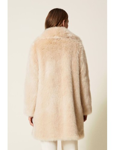 Twinset - cappotto doppiopetto in faux fur 222ll2gyy 00353 cream