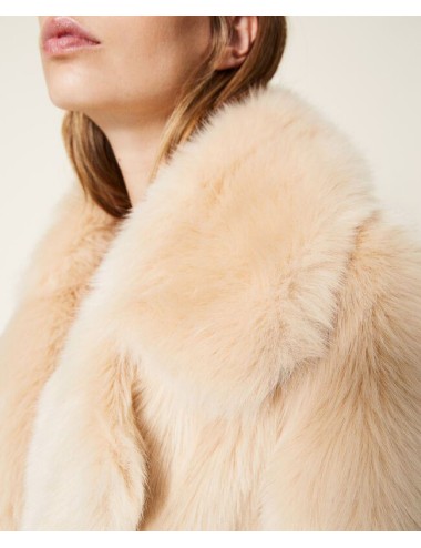 Twinset - cappotto doppiopetto in faux fur 222ll2gyy 00353 cream