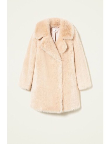 Twinset - cappotto doppiopetto in faux fur 222ll2gyy 00353 cream