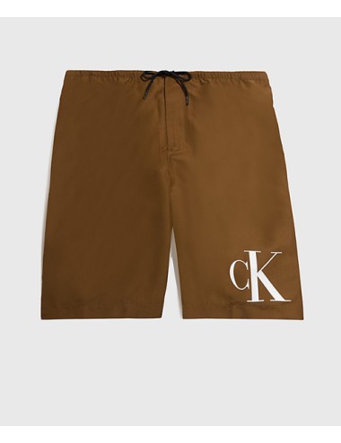 Ck - pantaloncini da surf - ck monogram km0km00805-gxh brown olive