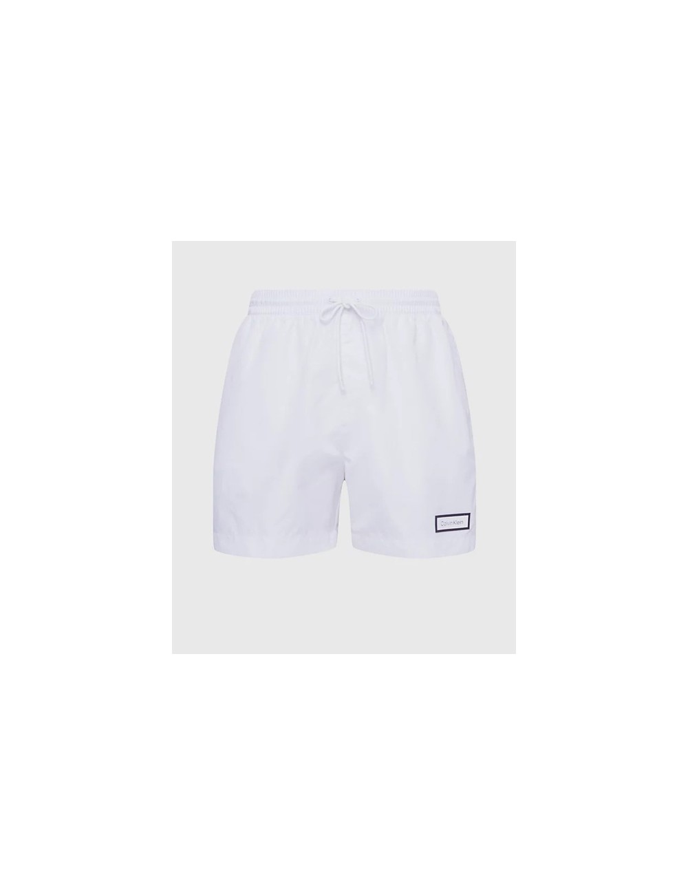 Ck - pantaloncini da bagno con cordoncino medio - core solids km0km00812-ycd classic white