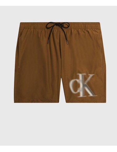 Ck - pantaloncini da bagno con cordoncino medio - ck monogram km0km00800-gxh