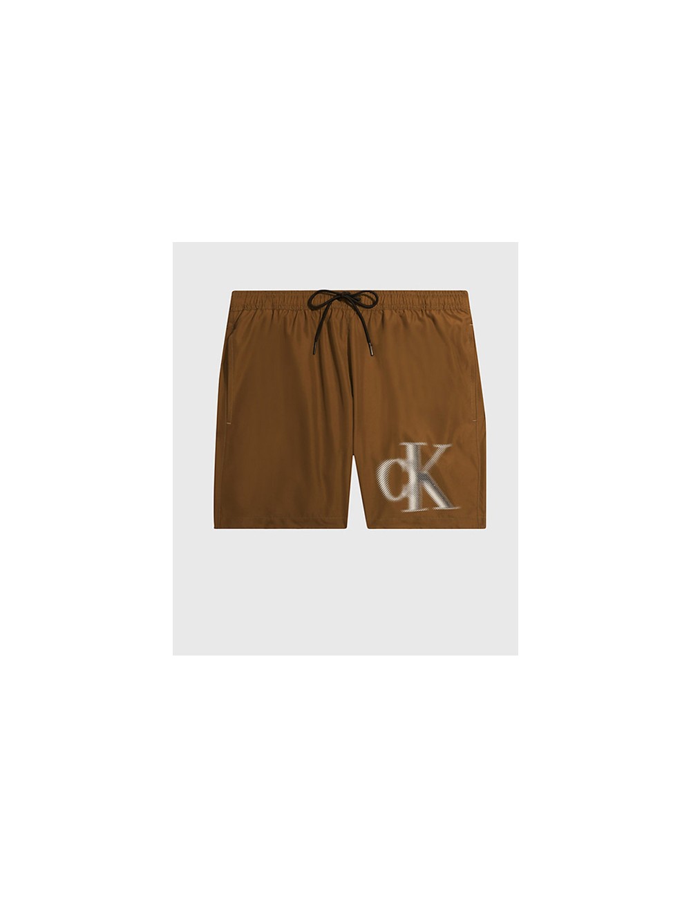 Ck - pantaloncini da bagno con cordoncino medio - ck monogram km0km00800-gxh