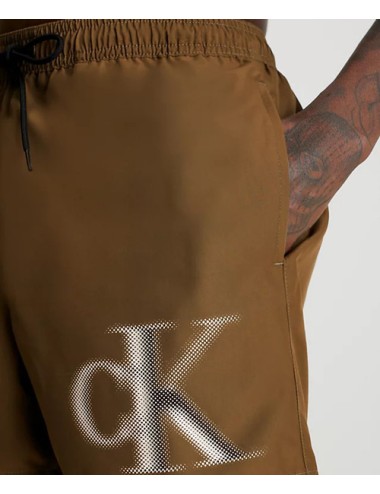 Ck - pantaloncini da bagno con cordoncino medio - ck monogram km0km00800-gxh