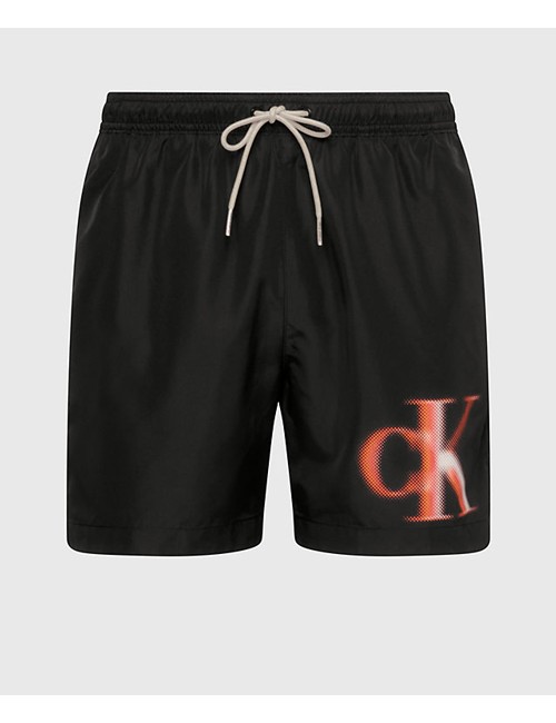 Ck - pantaloncini da bagno con cordoncino medio - ck monogram km0km00800-beh pvh black