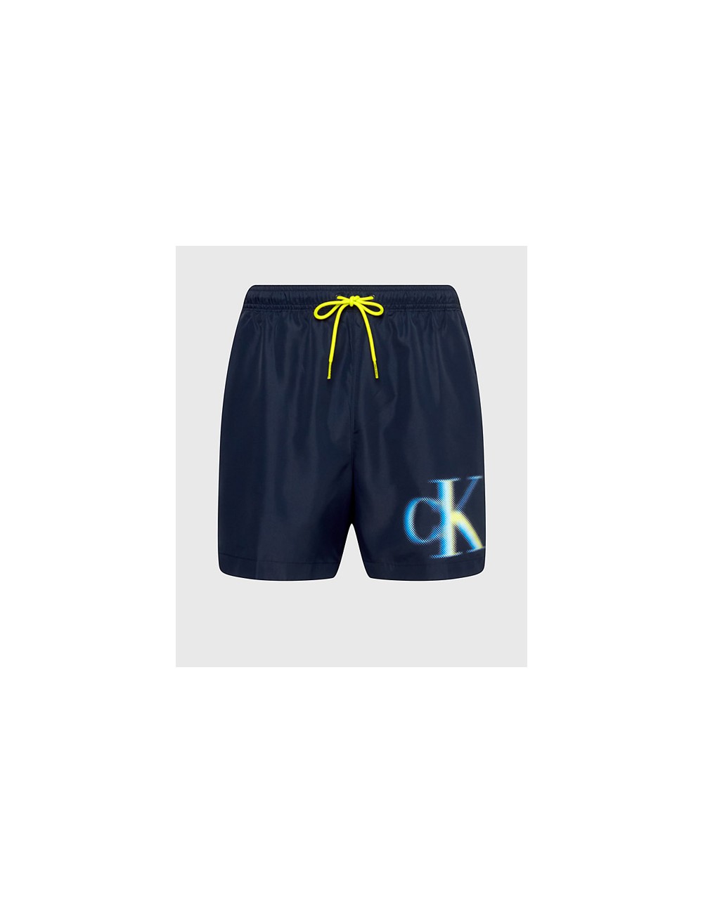 Ck - pantaloncini da bagno con cordoncino medio - ck monogram km0km00800-dca navy iris