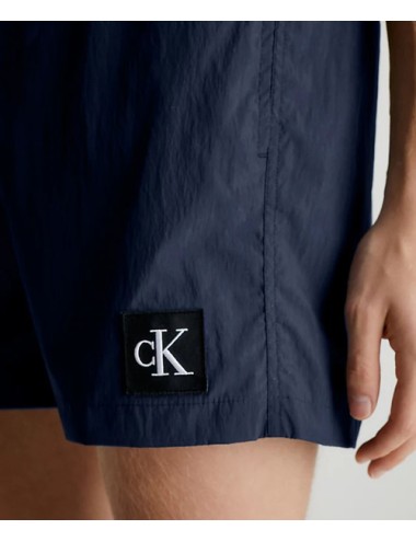 Ck - pantaloncini da bagno con cordoncino medio - ck nylon km0km00819-dca navy iris