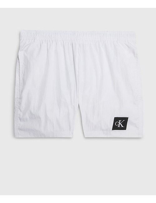 Ck - pantaloncini da bagno con cordoncino medio - ck nylon km0km00819-ycd pvh classic white