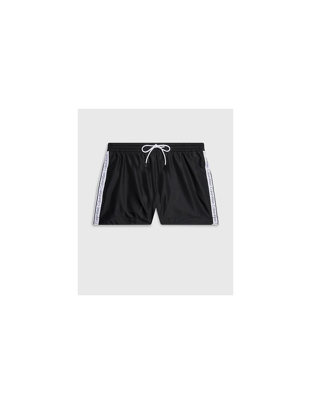 Ck - pantaloncini da bagno con cordoncino corto - logo tape km0km00811-beh pvh black