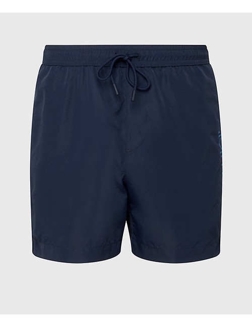 Ck - pantaloncini da bagno con cordoncino medio - core logo km0km00817-dca navy iris