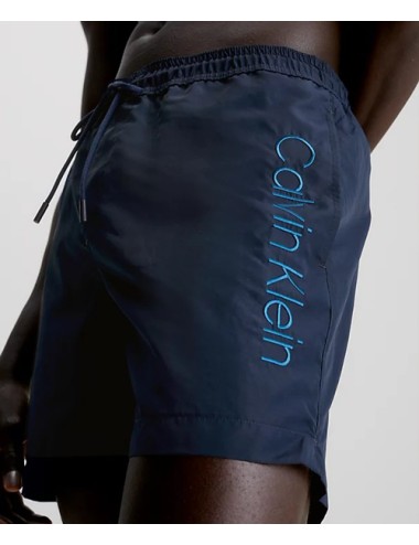 Ck - pantaloncini da bagno con cordoncino medio - core logo km0km00817-dca navy iris