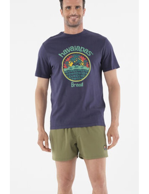 Havaianas - t-shirt round patch navy blue 4146451.0037