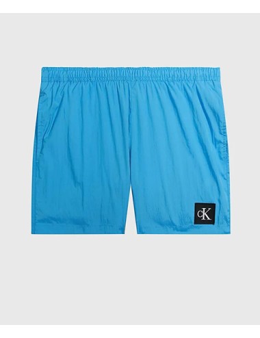 Ck - pantaloncini da bagno con cordoncino medio - ck nylon km0km00819-cy0 blue crush