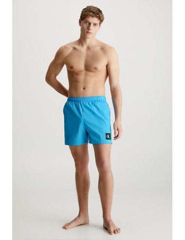 Ck - pantaloncini da bagno con cordoncino medio - ck nylon km0km00819-cy0 blue crush