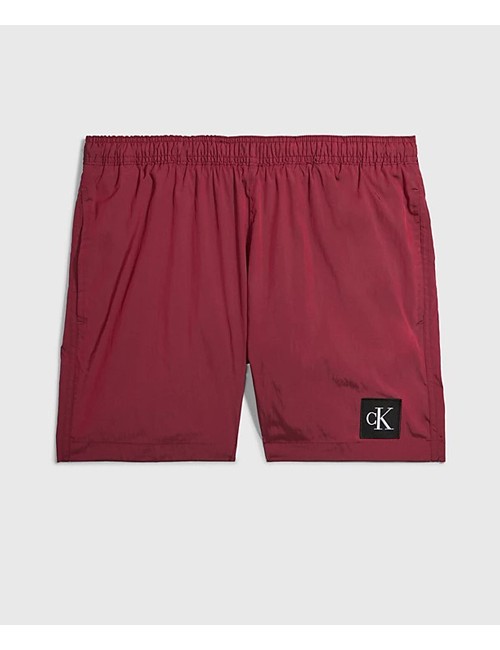 Ck - pantaloncini da bagno con cordoncino medio - ck nylon km0km00819-gnk sienna brown