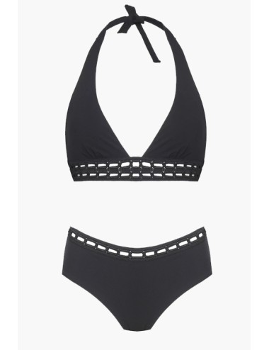 Ermanno scervino - bikini triangolo alto e coulotte d424y347lyt+ 348lyt 95708 nero