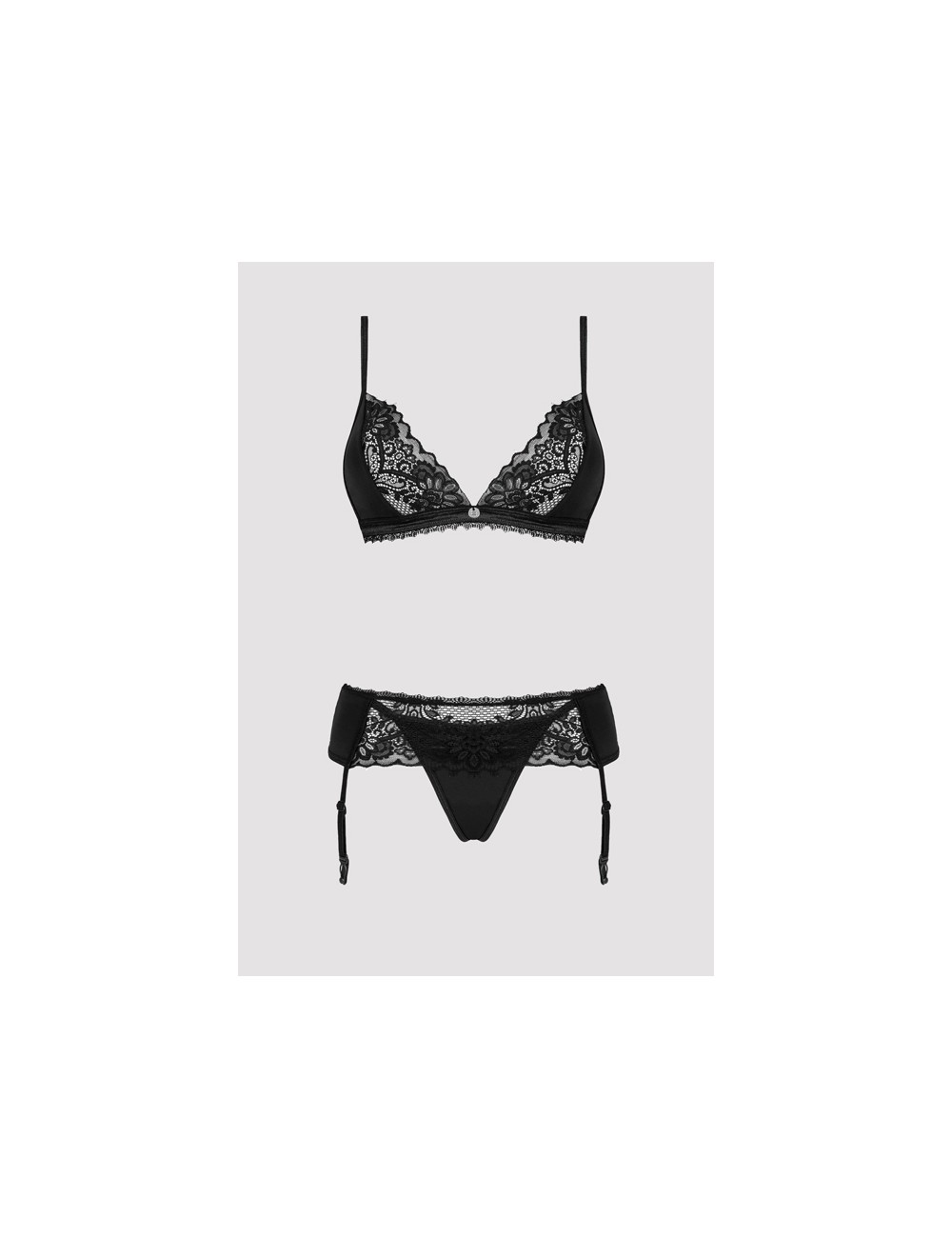 Obsessive lingerie - 810 set coordinato tre pezzi nero ob3834