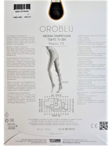 Oroblù - collant a compressione graduata repos 70 vobc01027 black