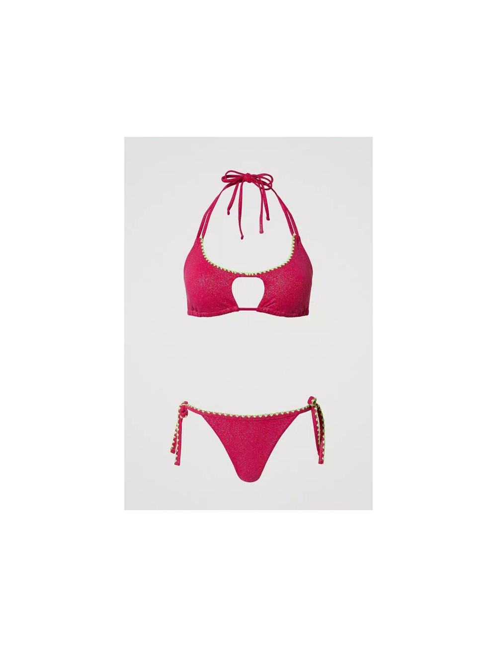 Twinset - triangolo da bagno e tanga con ricamo pink dahlia 241lbmd23 07041