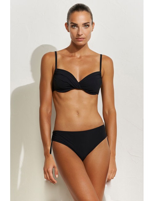 Maryan mehlhorn - bikini con top torto con drappeggio, black-sand-caramel 5520+130 504 006