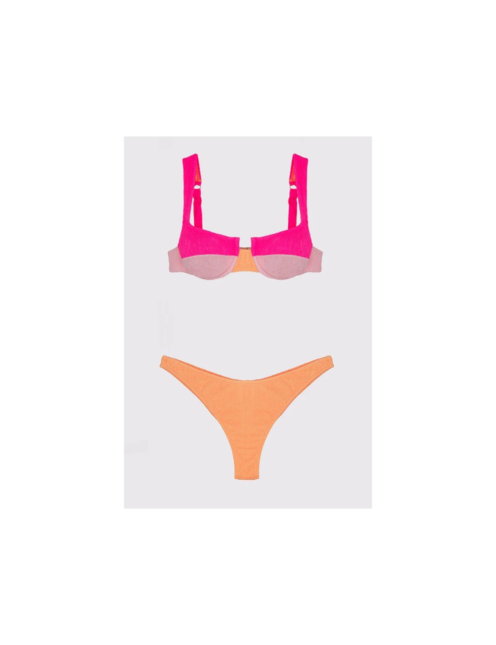 Mefui - bikini con ferretto e slip americano fisso tooled mf24-0211pk rosa