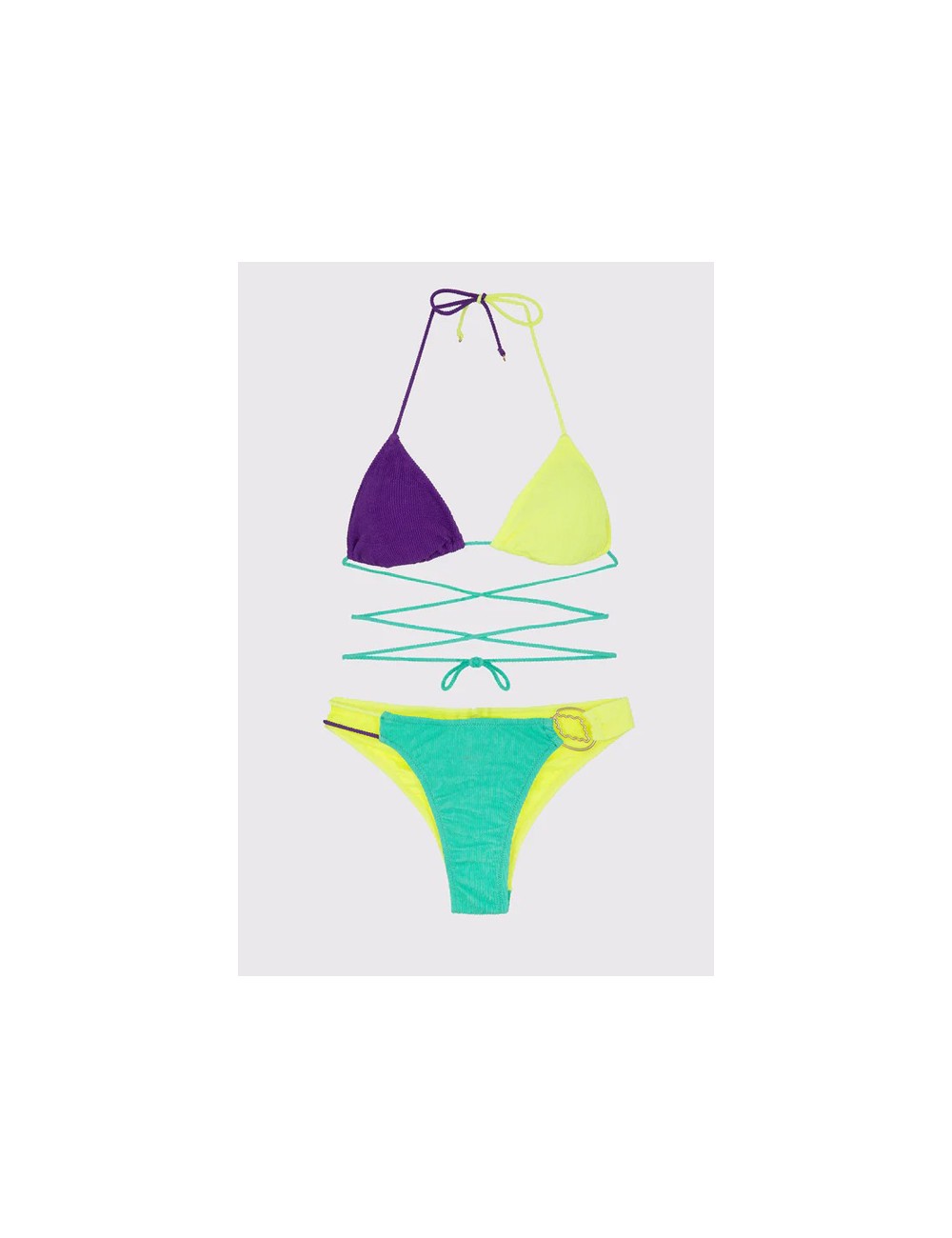 Mefui - bikini triangolo e slip fisso tooled mf24-0200aq verde acqua