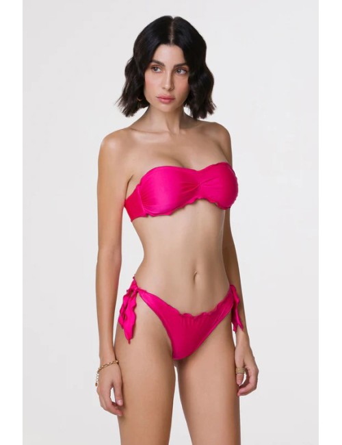 Mefui - bikini fascia e slip brasiliano con nodi frou frou mf24-1901/1904fx fuxia