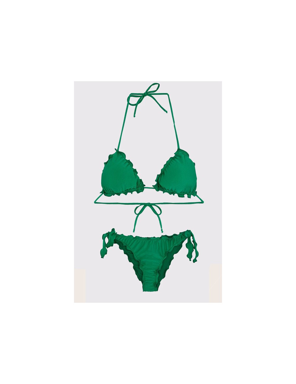 Mefui - bikini triangolo e slip brasiliano con nodi frou frou mf24-1900/1904gn verde