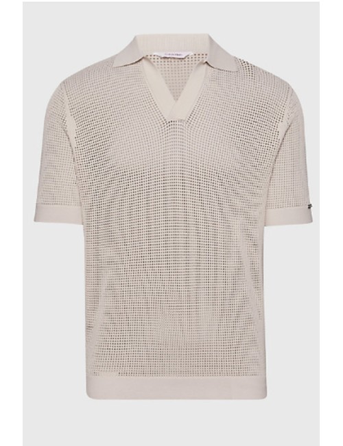 Ck - polo da spiaggia in maglia aperta km0km00963-ace beige