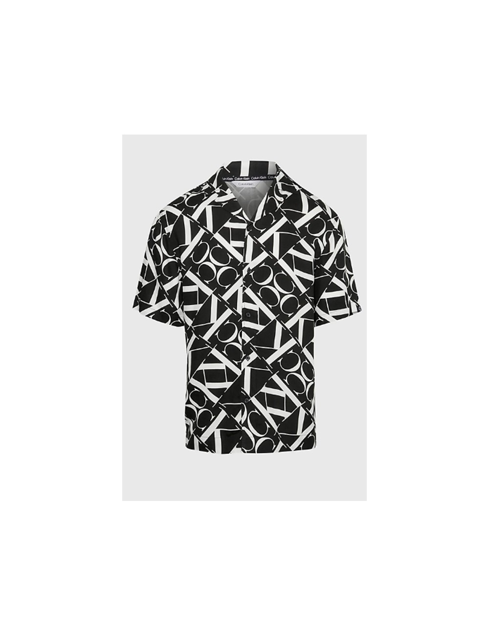 Ck - camicia da spiaggia stampata - ck monogram km0km00970-ogk nero