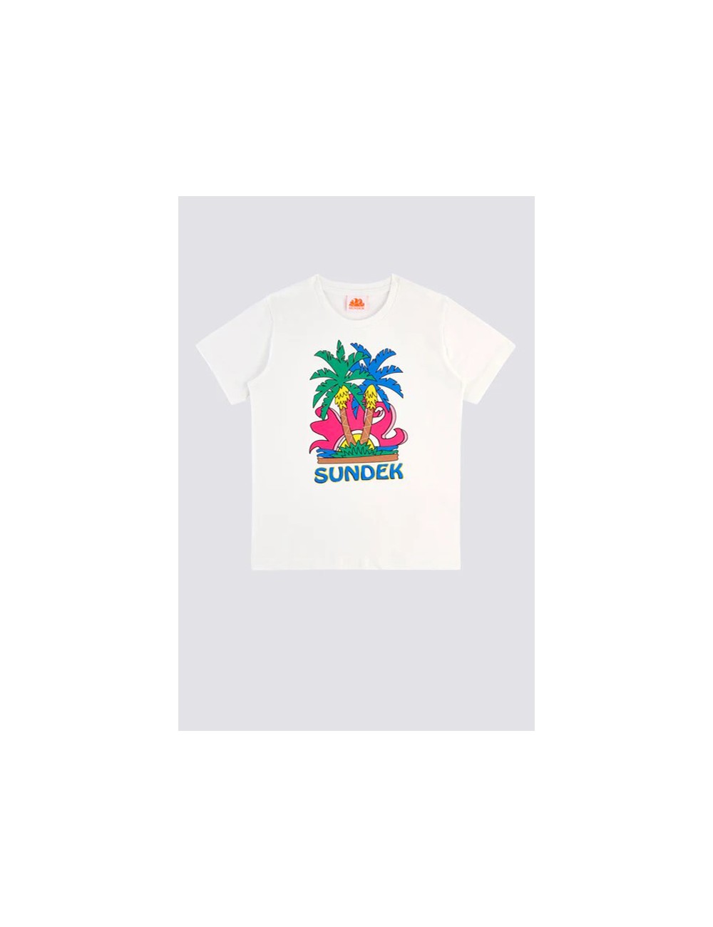 Sundek - t-shirt stampa sundek island m613tejr900 03900 bianca