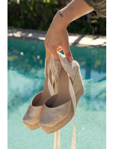 Genuins - espadrillas con zeppa, darya vegano g105916 platino