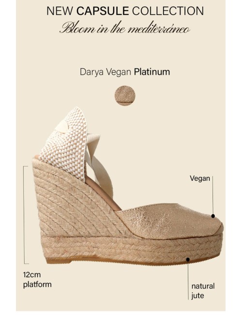 Genuins - espadrillas con zeppa, darya vegano g105916 platino