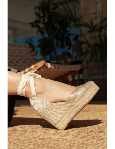 Genuins - espadrillas con zeppa, darya vegano g105916 platino