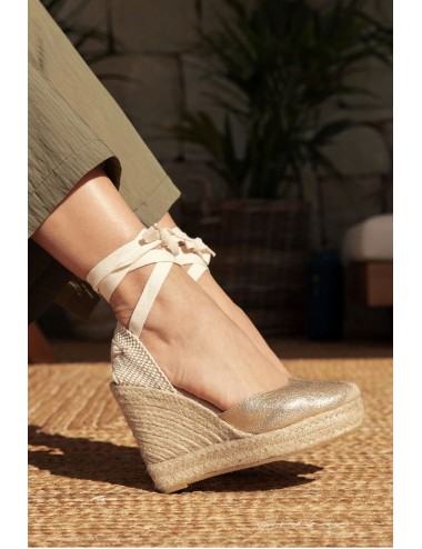 Genuins - espadrillas con zeppa, darya vegano g105916 platino