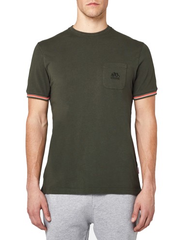 Sundek - t-shirt girocollo finn m775tej7800 688 verde mil.