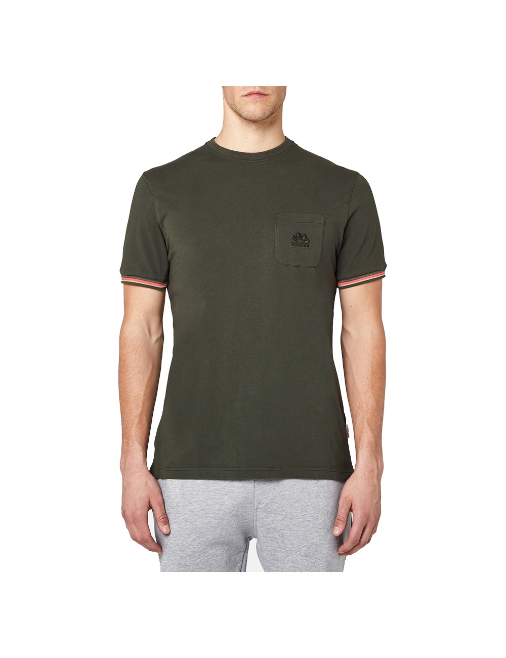 Sundek - t-shirt girocollo finn m775tej7800 688 verde mil.