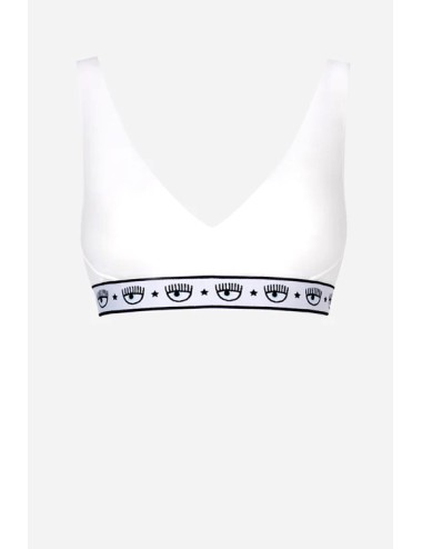 Chiaraferragni - reggiseno triangolo maxi logomania 4605 3224 0001 bianco