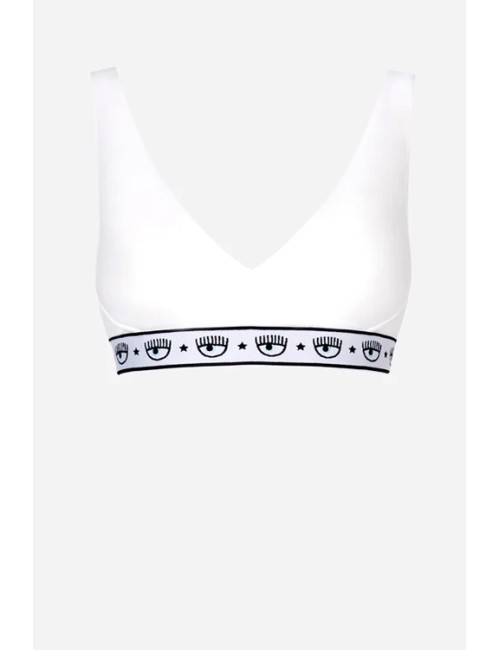 Chiaraferragni - reggiseno triangolo maxi logomania 4605 3224 0001 bianco