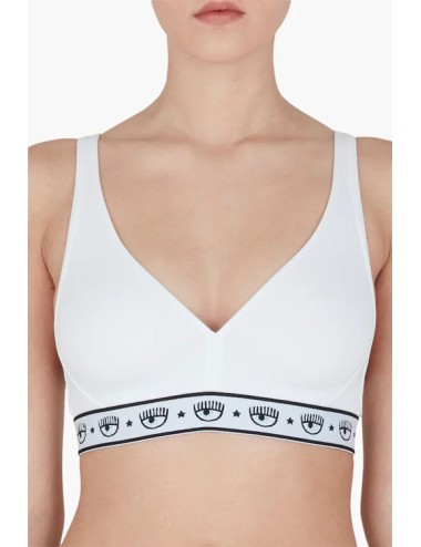 Chiaraferragni - reggiseno triangolo maxi logomania 4605 3224 0001 bianco