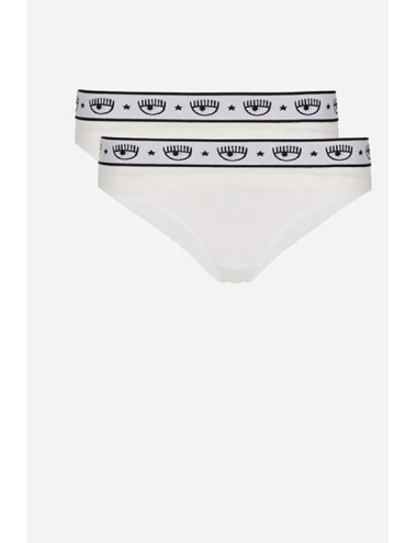 Chiaraferragni - slip brasiliano bipack logomania 4704 3224 0001 bianco