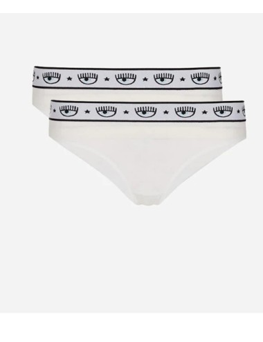 Chiaraferragni - slip brasiliano bipack logomania 4704 3224 0001 bianco