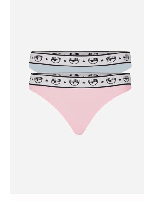 Chiaraferragni - slip bipack logomania 4702 3224 3242 azz/rosa