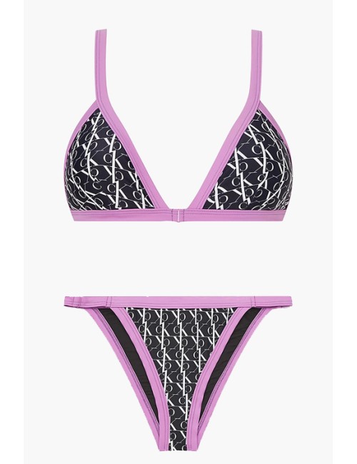 Ck - bikini triangolo e slip ck one kw0kw01747-1704-0gj nero